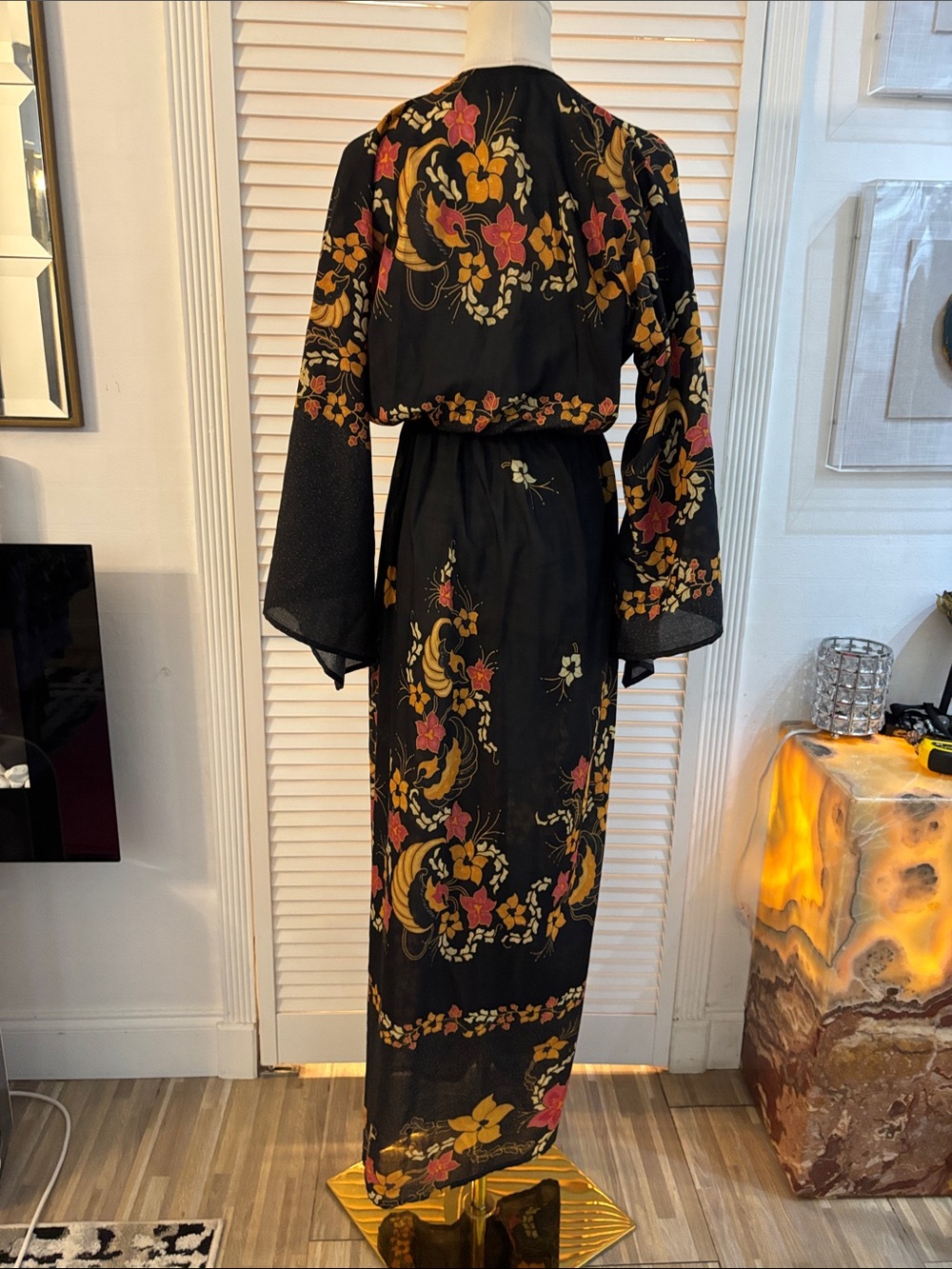 Celia Dragouni kimono floral maxi dress, M - Picture 8 of 9